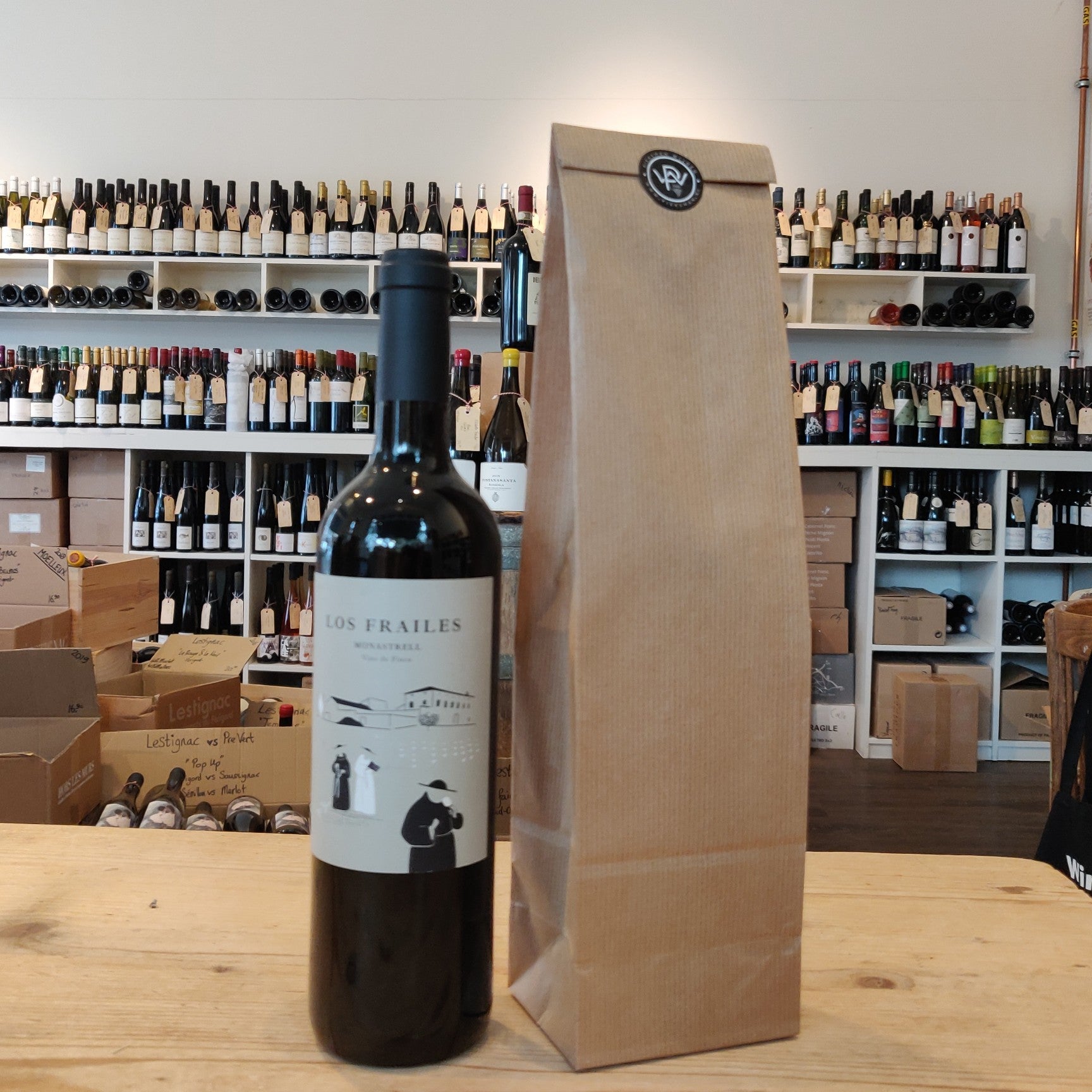 Papieren zakje voor 1 fles, relatiegeschenk/cadeauverpakking - Pieksman Wijnen