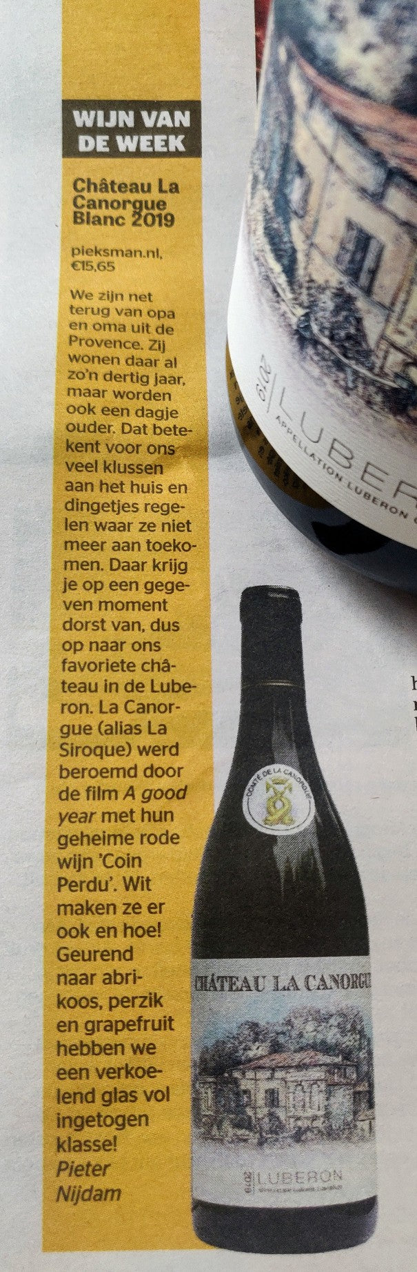 Côtes du Luberon blanc 2019 - Chateau la Canorgue - Pieksman Wijnen