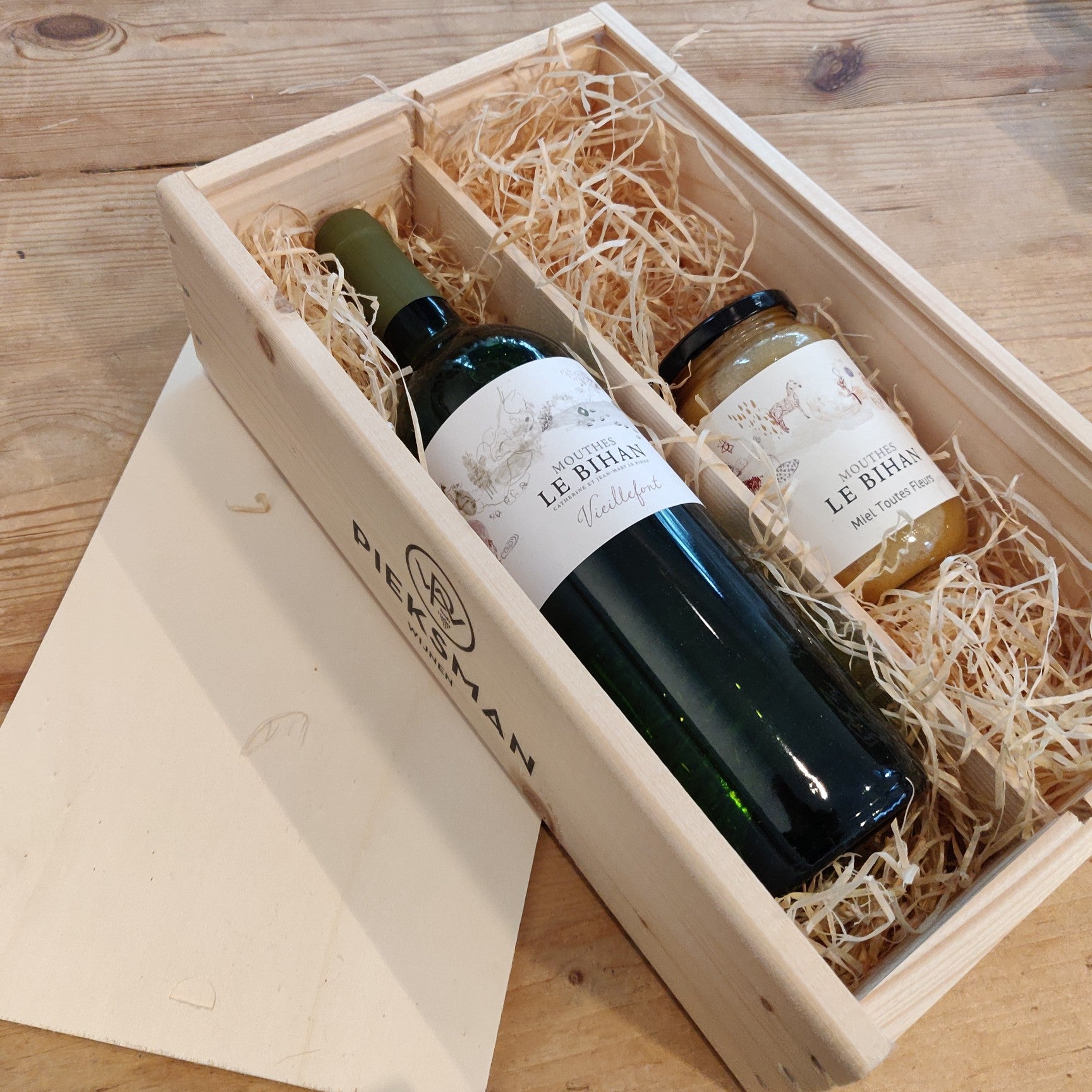 2-vaks houten kist, relatiegeschenk/cadeauverpakking - Pieksman Wijnen